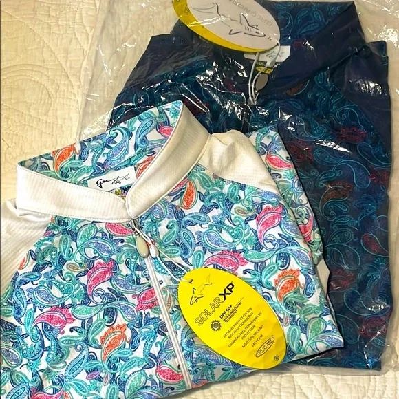 Colorful Paisley Zip-Up Golf shirts - Picture 1 of 4